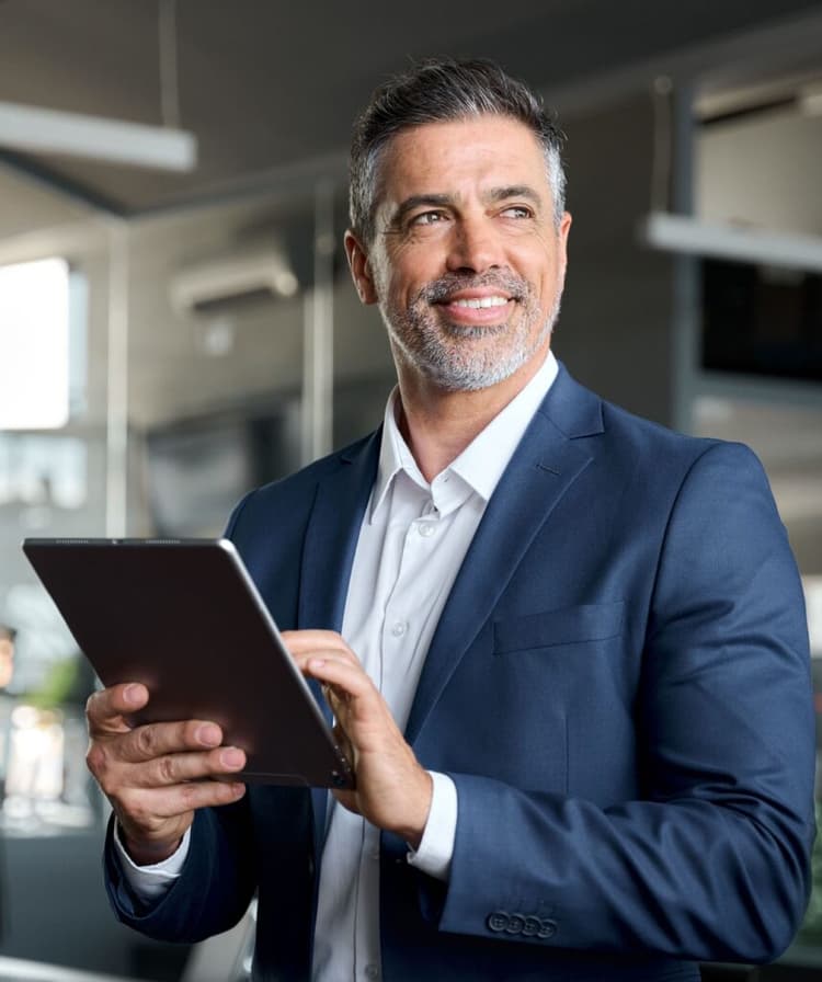 Business executive with tablet