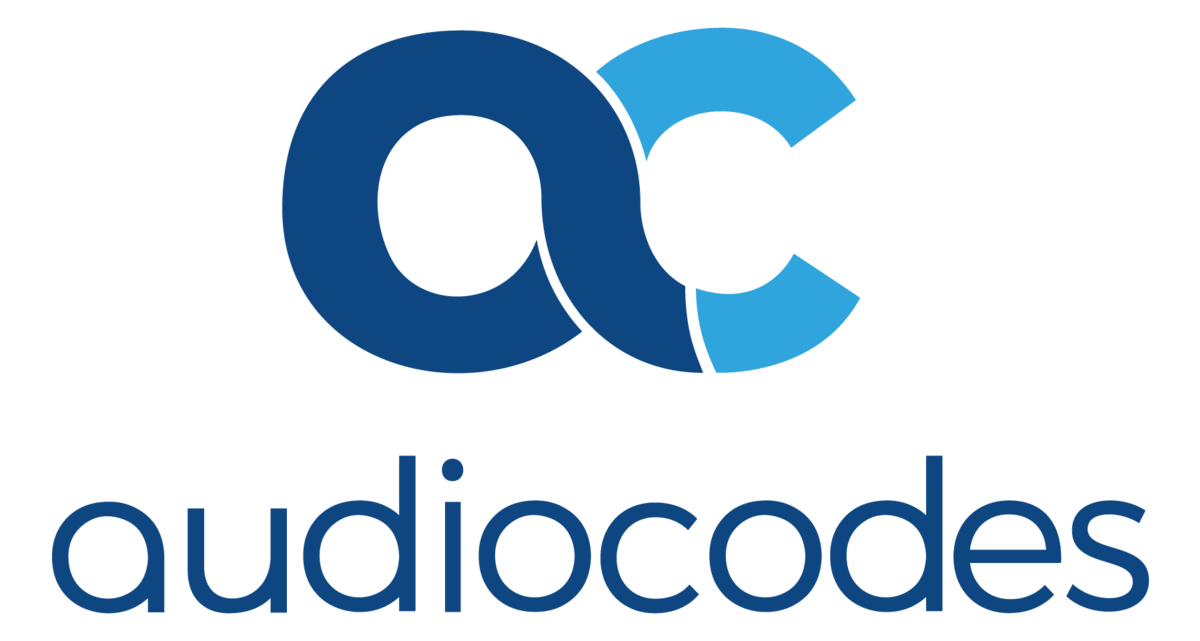 Logotipo de AudioCodes. El diseño presenta la letra "ac" minúscula en azul negrita y celeste, con la palabra "audiocodes" escrita debajo en letras minúsculas.