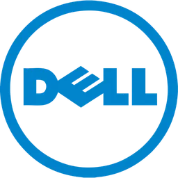 La imagen muestra el logotipo de Dell, que consiste en la palabra "DELL" en letras mayúsculas azules encerradas dentro de un círculo azul.