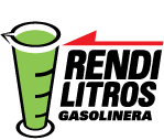 Logotipo de "Rendi Litros Gasolinera" que presenta un indicador de combustible verde con una flecha roja apuntando hacia arriba.